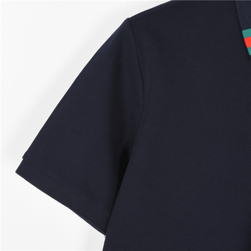 Gucci/古驰 25SS 领口拼接撞色短袖Polo衫 黑色 灰色