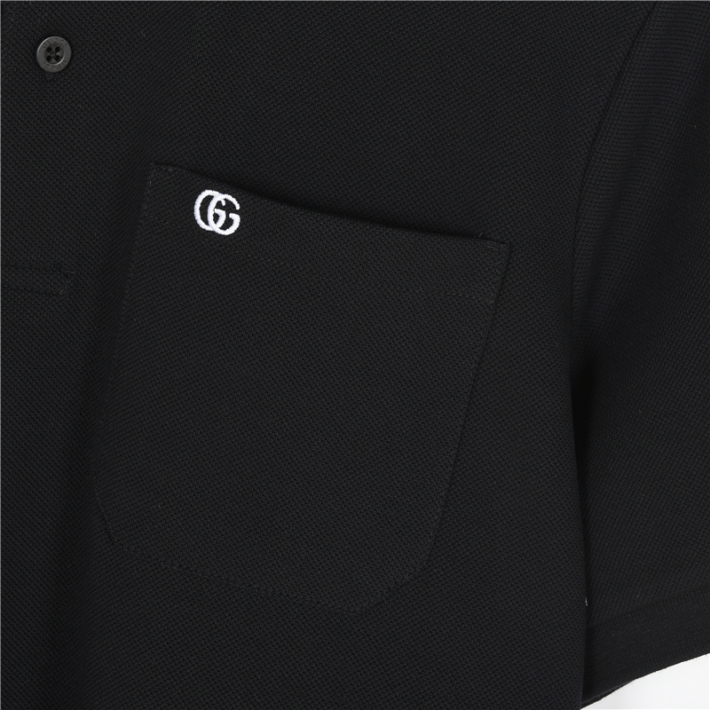 Gucci/古驰 25SS 口袋双G刺绣领口撞色短袖Polo衫