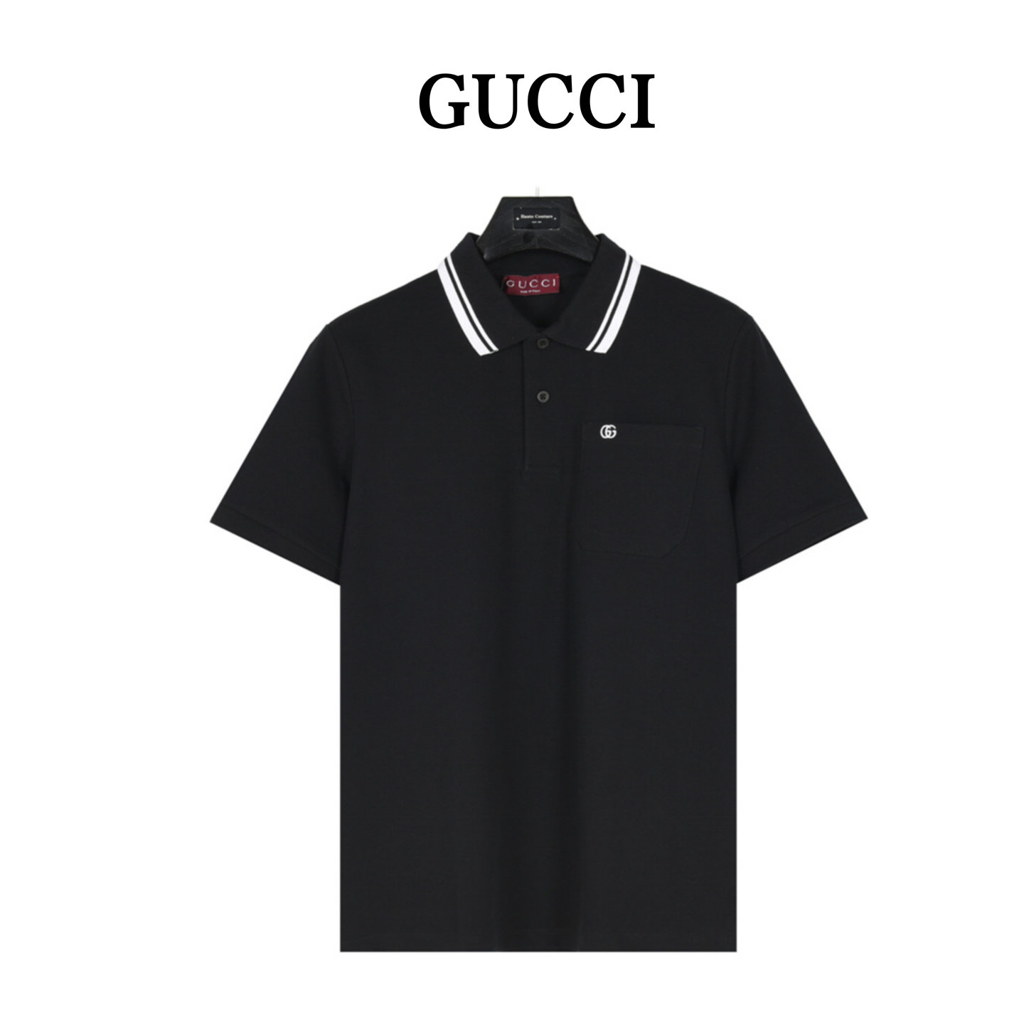 Gucci/古驰 25SS 口袋双G刺绣领口撞色短袖Polo衫