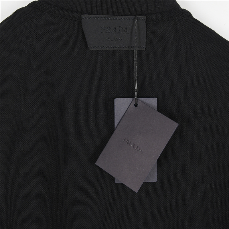 Prada/普拉达 胸口袋硅胶饰条短袖Polo衫 胸前经典皮标字母logo