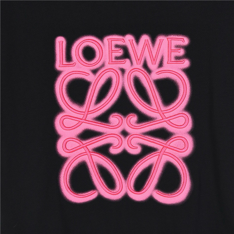 Loewe/罗意威 霓虹刺绣荧光粉短袖 黑色 白色-Chinese UA Cheap High Quatity Brand Clothes Bags handbags Sneakers wholesale wholesaler seller from China Factory suppliers Fashion Clothing Shoes best Quality Beautiful Price Loewe/罗意威 霓虹刺绣荧光粉短袖 黑色 白色