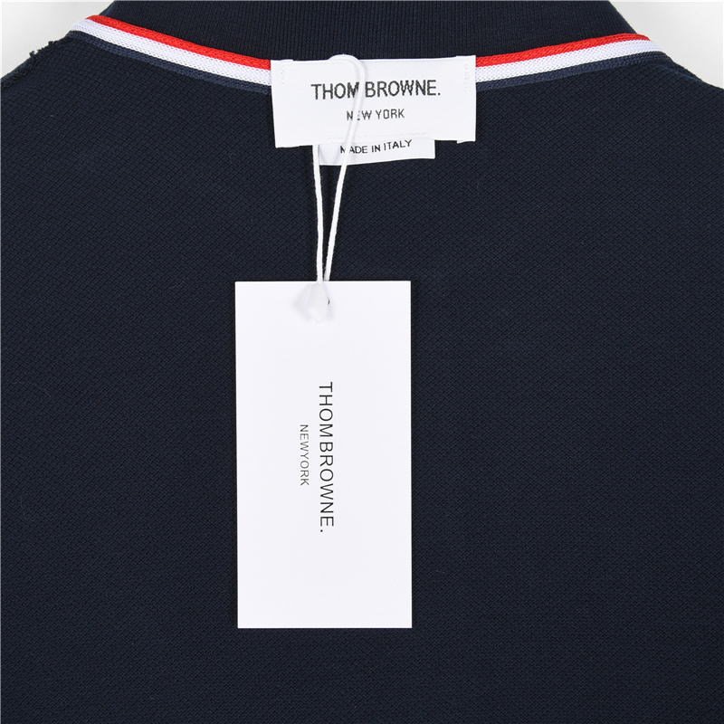 ThomBrowne/汤姆布朗 经典口袋织带短袖polo衫