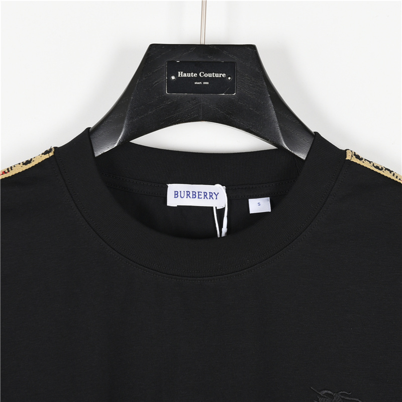 Burberry/巴宝莉 肩膀拼接交叉格纹短袖