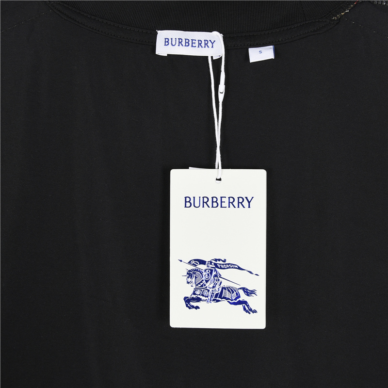 Burberry/巴宝莉 肩膀拼接交叉格纹短袖