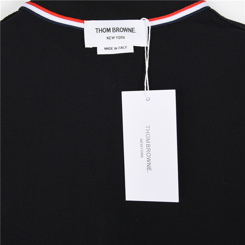 ThomBrowne/汤姆布朗 基础款织带短袖polo衫 黑色 白色 浅灰 藏青