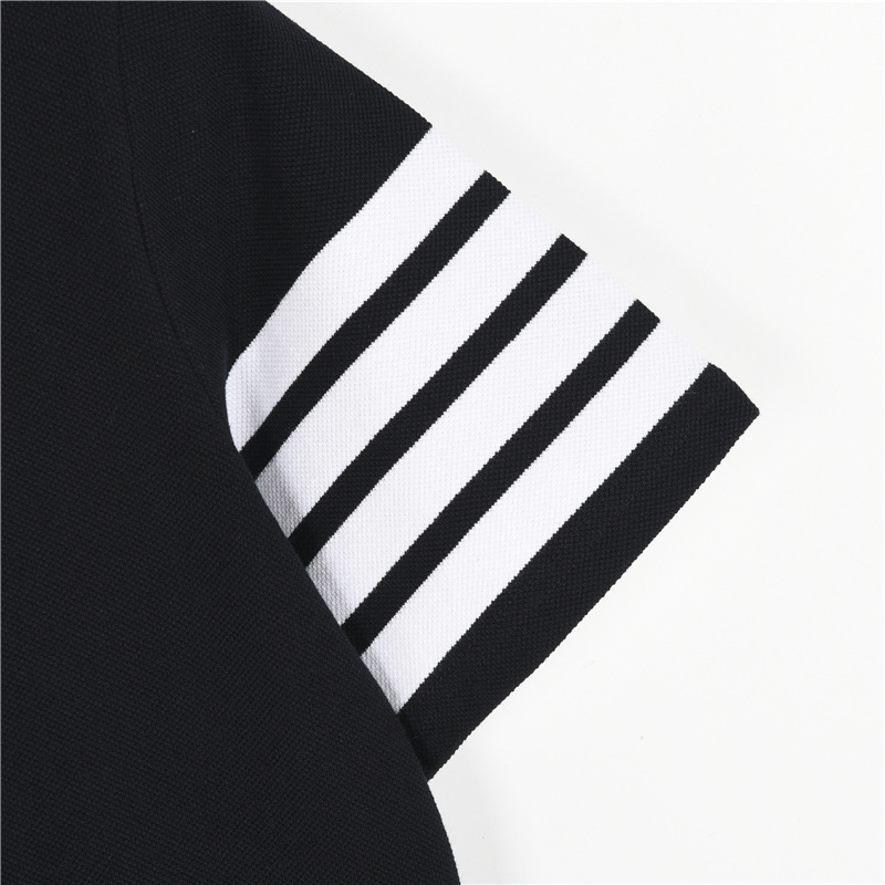 ThomBrowne/汤姆布朗 基础款织带短袖polo衫 黑色 白色 浅灰 藏青