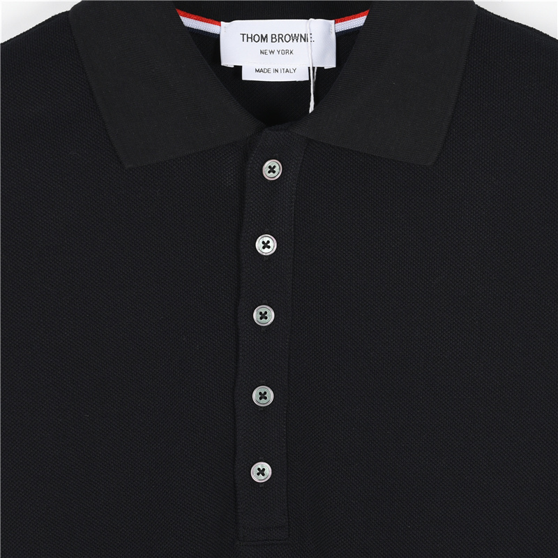 ThomBrowne/汤姆布朗 基础款织带短袖polo衫 黑色 白色 浅灰 藏青