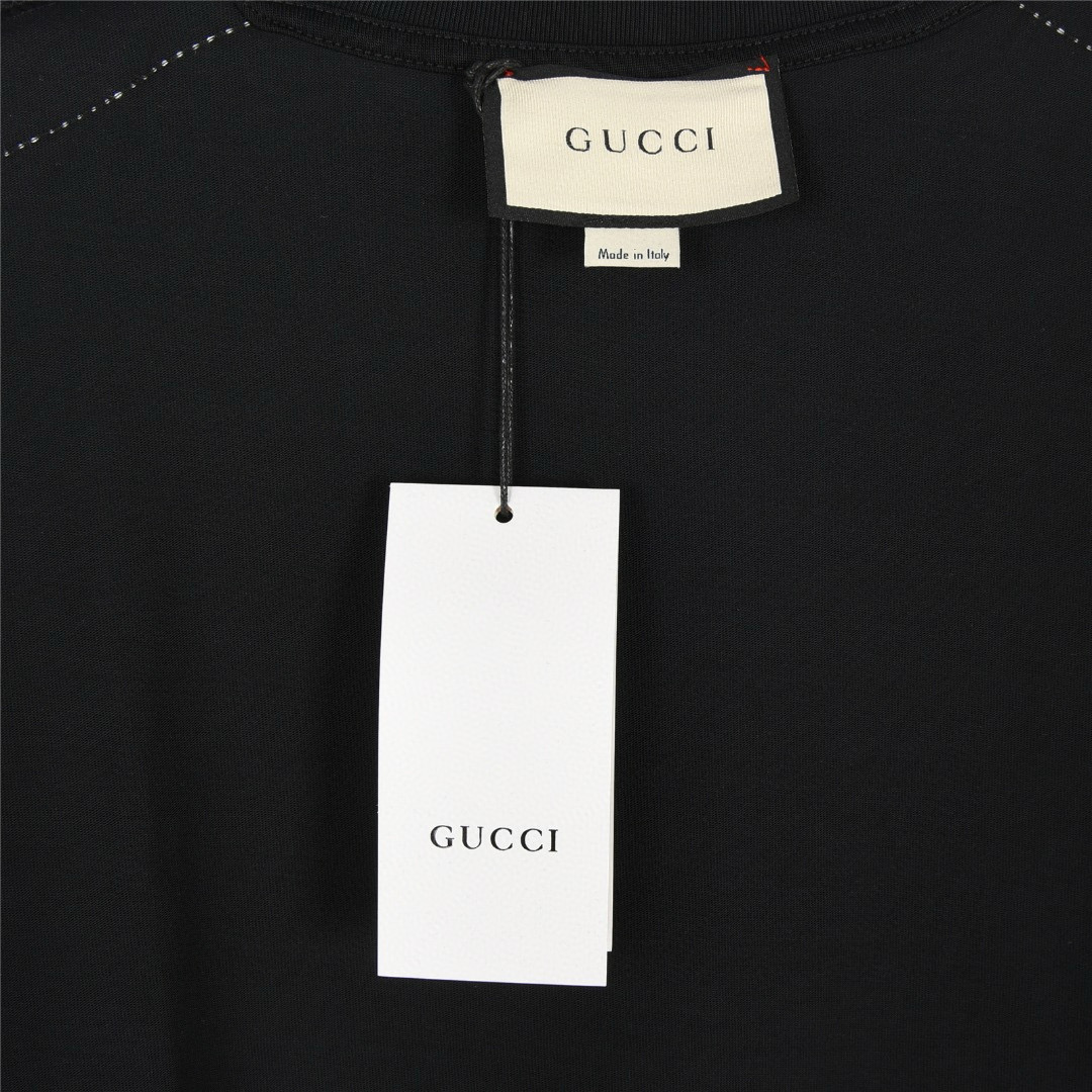 Gucci/古驰 肩部侧边双G织带短袖T恤黑色 杏色-Chinese UA Cheap High Quatity Brand Clothes Bags handbags Sneakers wholesale wholesaler seller from China Factory suppliers Fashion Clothing Shoes best Quality Beautiful Price Gucci/古驰 肩部侧边双G织带短袖T恤黑色 杏色