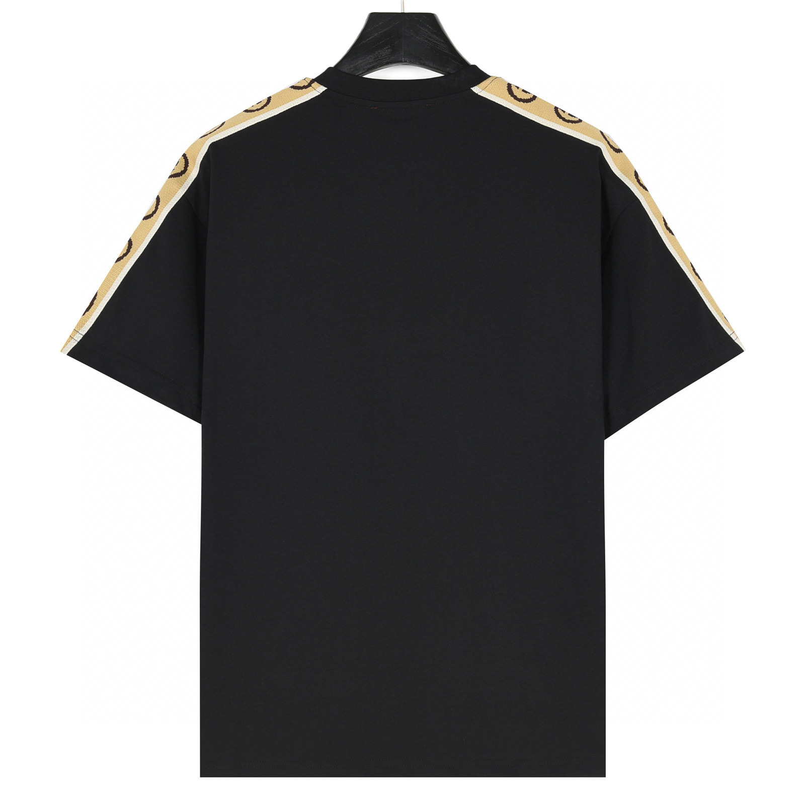 Gucci/古驰 肩部侧边双G织带短袖T恤黑色 杏色-Chinese UA Cheap High Quatity Brand Clothes Bags handbags Sneakers wholesale wholesaler seller from China Factory suppliers Fashion Clothing Shoes best Quality Beautiful Price Gucci/古驰 肩部侧边双G织带短袖T恤黑色 杏色