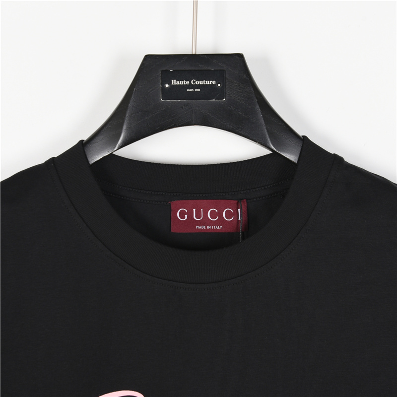 Gucci/古驰 粉色字母短袖T恤黑色 白色-Chinese UA Cheap High Quatity Brand Clothes Bags handbags Sneakers wholesale wholesaler seller from China Factory suppliers Fashion Clothing Shoes best Quality Beautiful Price Gucci/古驰 粉色字母短袖T恤黑色 白色