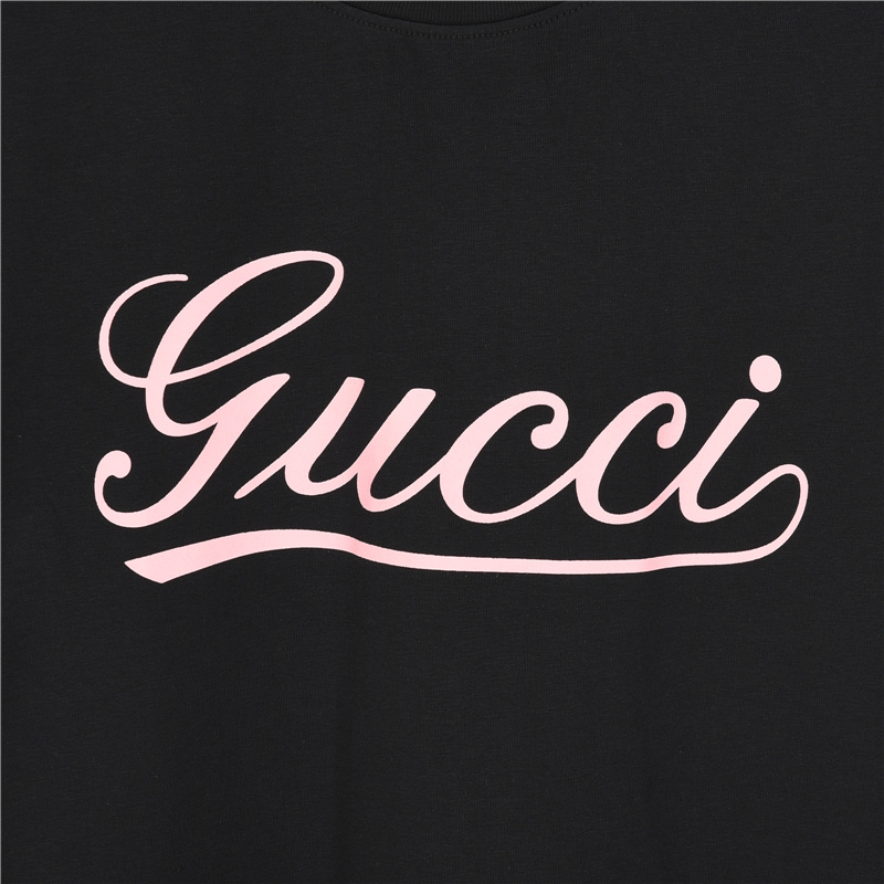 Gucci/古驰 粉色字母短袖T恤黑色 白色-Chinese UA Cheap High Quatity Brand Clothes Bags handbags Sneakers wholesale wholesaler seller from China Factory suppliers Fashion Clothing Shoes best Quality Beautiful Price Gucci/古驰 粉色字母短袖T恤黑色 白色