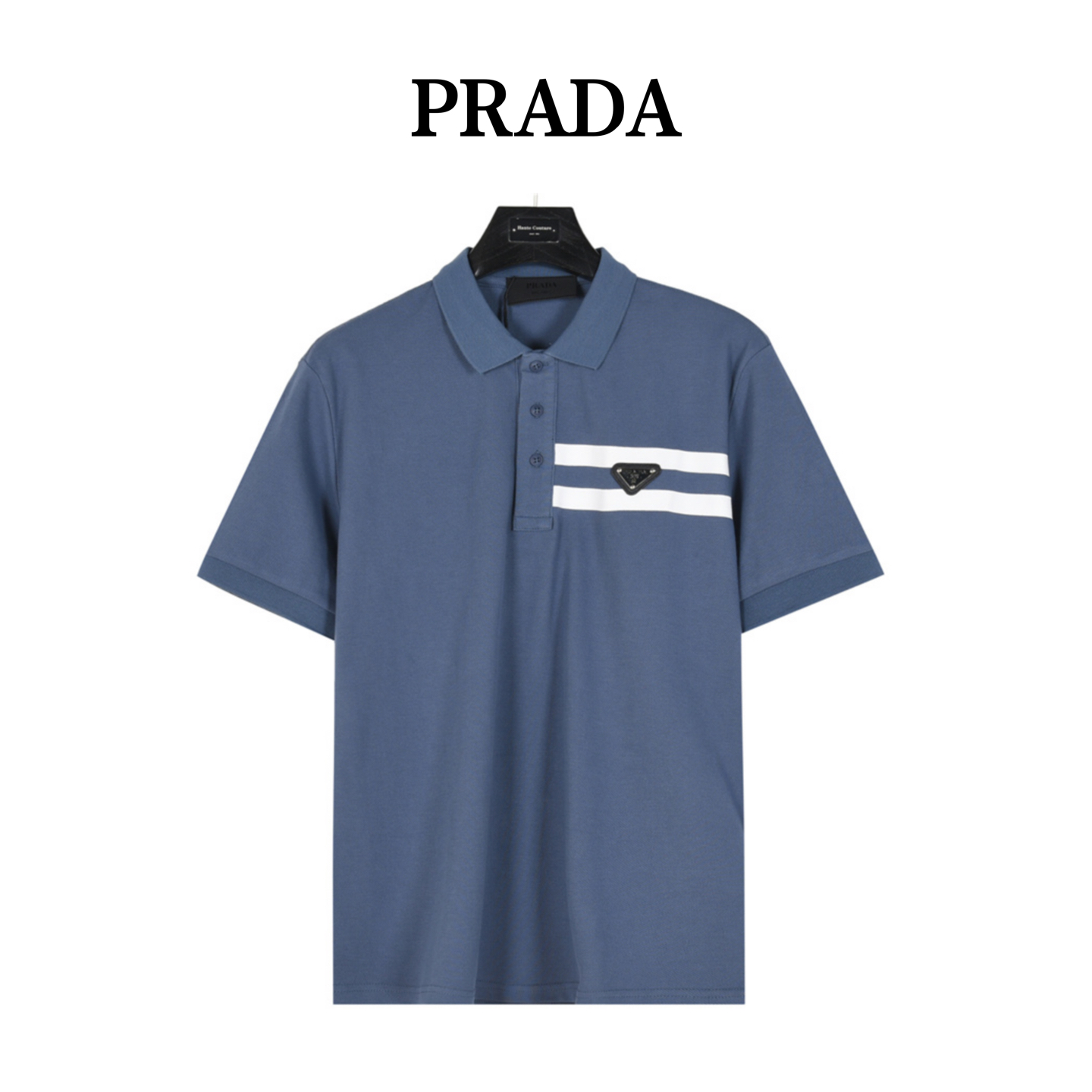 Prada/普拉达 胸前三角标双杠短袖POLO衫