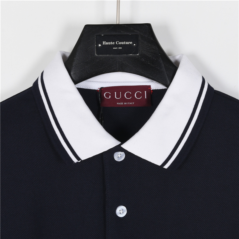 Gucci/古驰 航海系列学院风肩袖拼接短袖polo衫