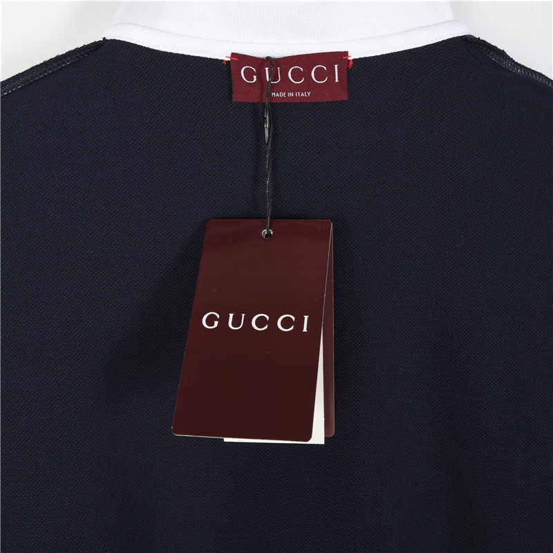 Gucci/古驰 航海系列学院风肩袖拼接短袖polo衫