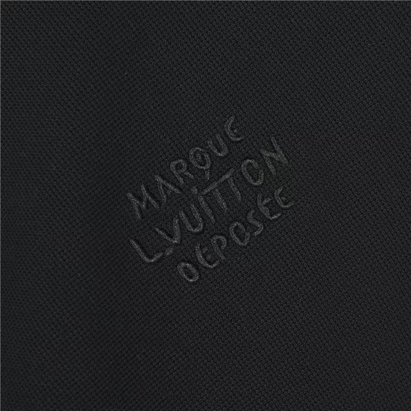 LouisVuitton/路易威登 刺绣签名短袖polo衫 黑色 白色