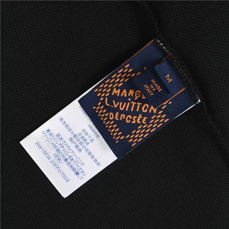 LouisVuitton/路易威登 刺绣签名短袖polo衫 黑色 白色