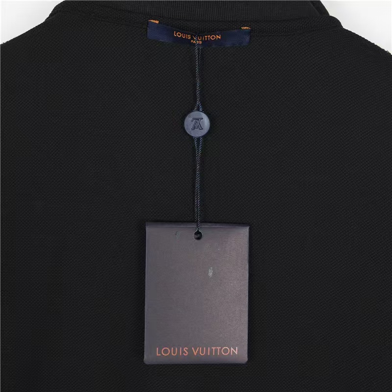 LouisVuitton/路易威登 刺绣签名短袖polo衫 黑色 白色