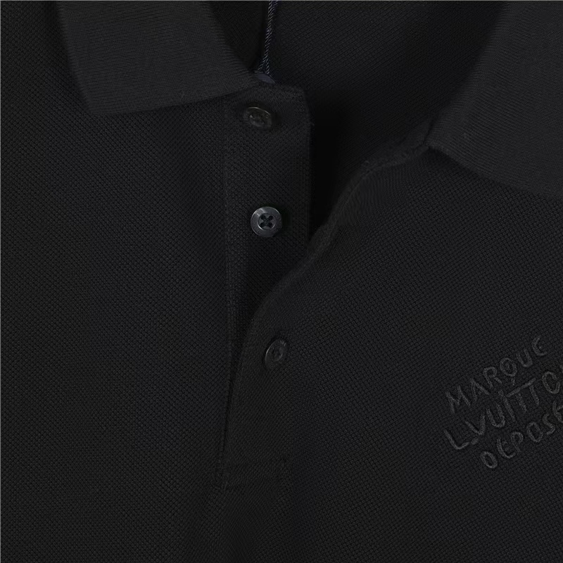 LouisVuitton/路易威登 刺绣签名短袖polo衫 黑色 白色