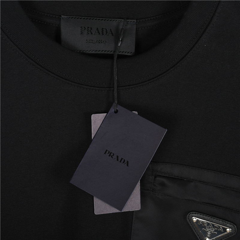 Prada/普拉达 胸口拉链口袋三角标长袖黑色 白色-Chinese UA Cheap High Quatity Brand Clothes Bags handbags Sneakers wholesale wholesaler seller from China Factory suppliers Fashion Clothing Shoes best Quality Beautiful Price Prada/普拉达 胸口拉链口袋三角标长袖黑色 白色