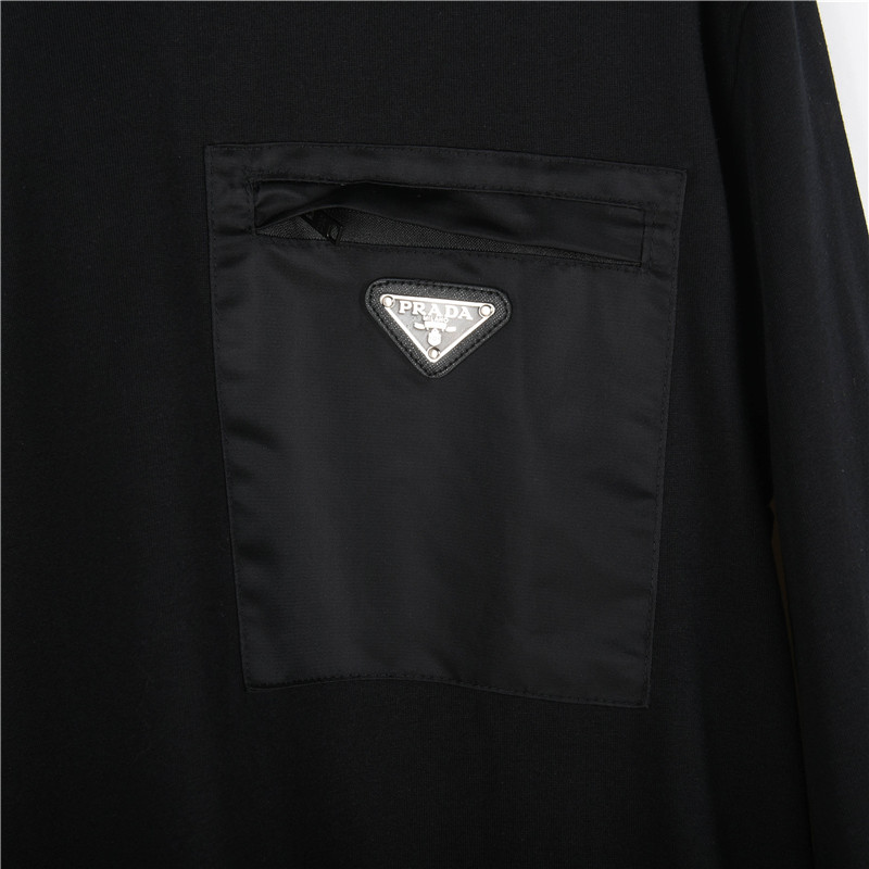 Prada/普拉达 胸口拉链口袋三角标长袖黑色 白色-Chinese UA Cheap High Quatity Brand Clothes Bags handbags Sneakers wholesale wholesaler seller from China Factory suppliers Fashion Clothing Shoes best Quality Beautiful Price Prada/普拉达 胸口拉链口袋三角标长袖黑色 白色