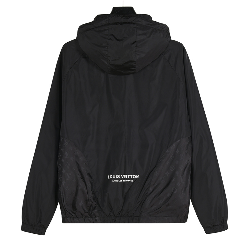 LouisVuitton/路易威登满印拼接连帽外套黑色-Chinese UA Cheap High Quatity Brand Clothes Bags handbags Sneakers wholesale wholesaler seller from China Factory suppliers Fashion Clothing Shoes best Quality Beautiful Price LouisVuitton/路易威登满印拼接连帽外套黑色