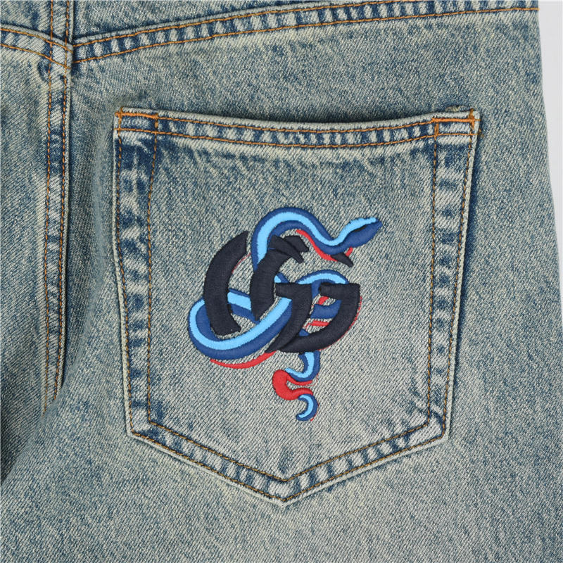 Gucci/古驰 25SS GG蛇年限定牛仔长裤-Chinese UA Cheap High Quatity Brand Clothes Bags handbags Sneakers wholesale wholesaler seller from China Factory suppliers Fashion Clothing Shoes best Quality Beautiful Price Gucci/古驰 25SS GG蛇年限定牛仔长裤