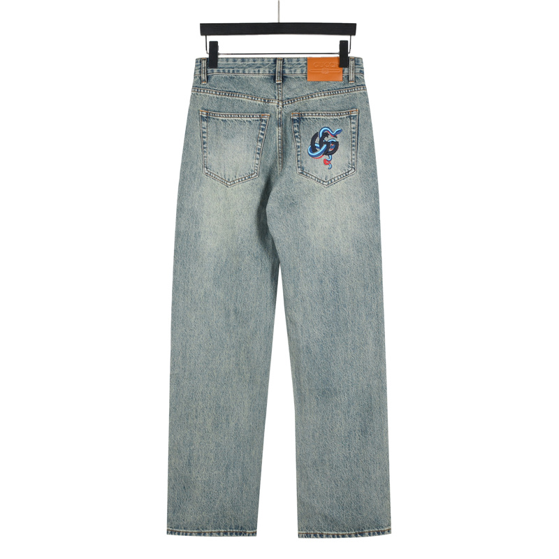 Gucci/古驰 25SS GG蛇年限定牛仔长裤-Chinese UA Cheap High Quatity Brand Clothes Bags handbags Sneakers wholesale wholesaler seller from China Factory suppliers Fashion Clothing Shoes best Quality Beautiful Price Gucci/古驰 25SS GG蛇年限定牛仔长裤