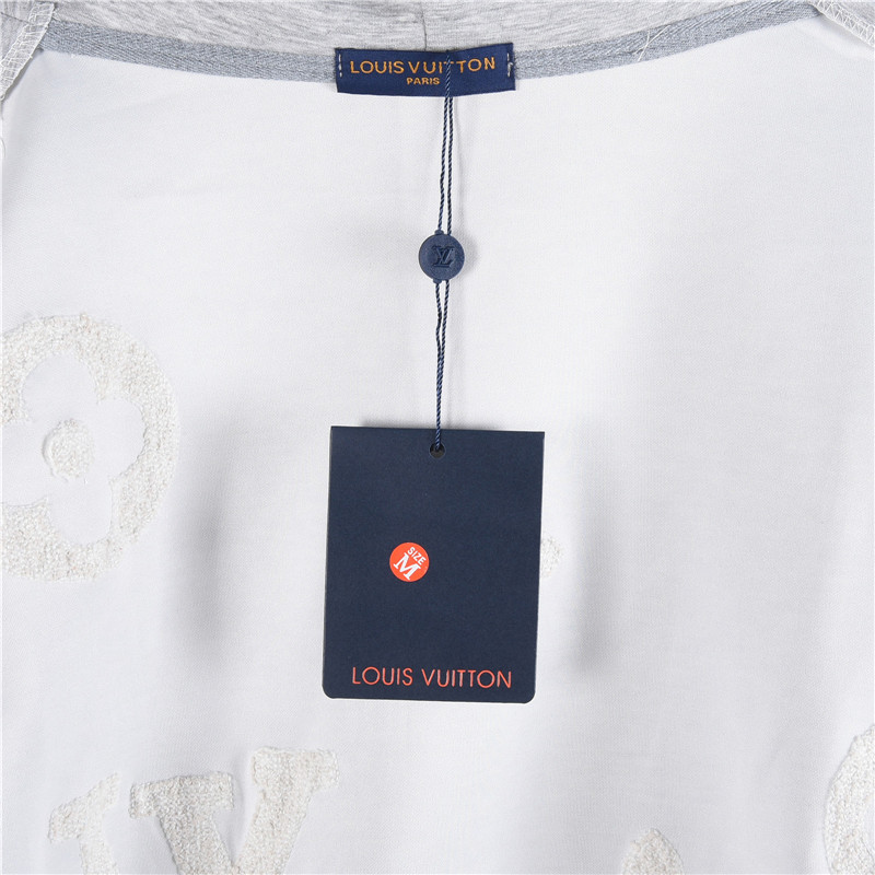 LouisVuitton/路易威登 全身定制字母烧花毛巾绣拉链连帽夹克外套灰色