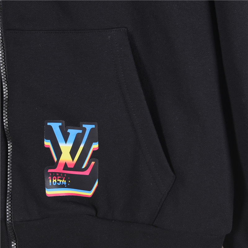 LouisVuitton/路易威登 音乐人乐队喷绘印花拉链连帽外套 黑色