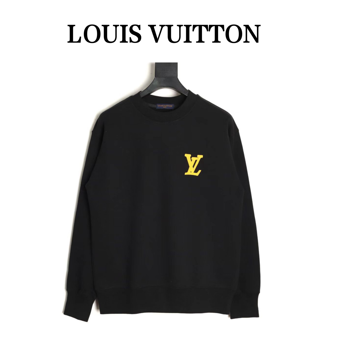 P175 Louis Vuitton Louis Vuitton LV 25FW Sudadera con cuello redondo y etiqueta amarilla tridimensional 480 g…