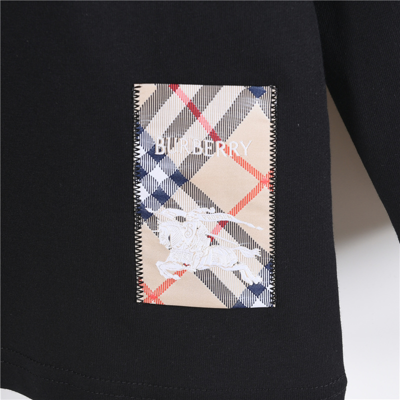 Burberry/巴宝莉 25SS下摆战马格纹标签长袖 黑色 白色
