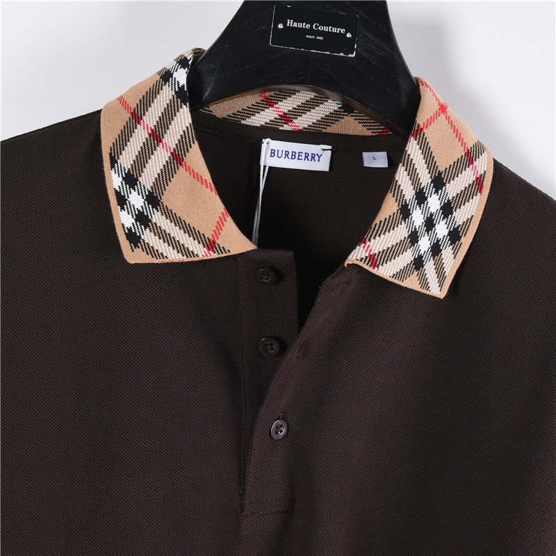 Burberry/巴宝莉 25FW格纹翻领长袖polo衫 咖啡色