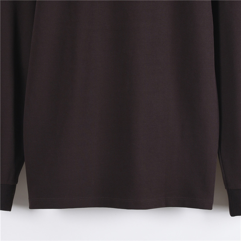 Burberry/巴宝莉 25FW格纹翻领长袖polo衫 咖啡色