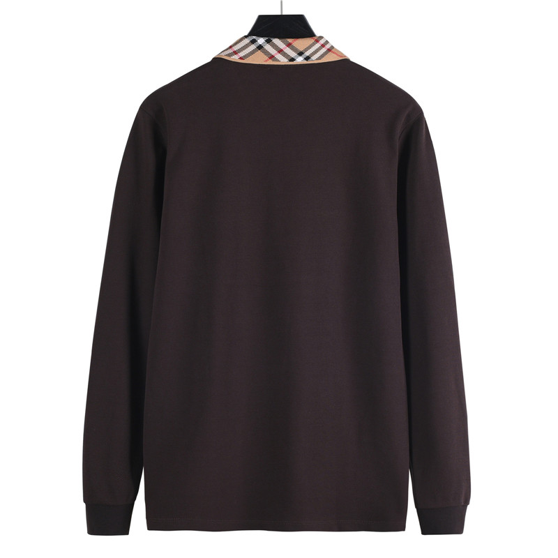 Burberry/巴宝莉 25FW格纹翻领长袖polo衫 咖啡色
