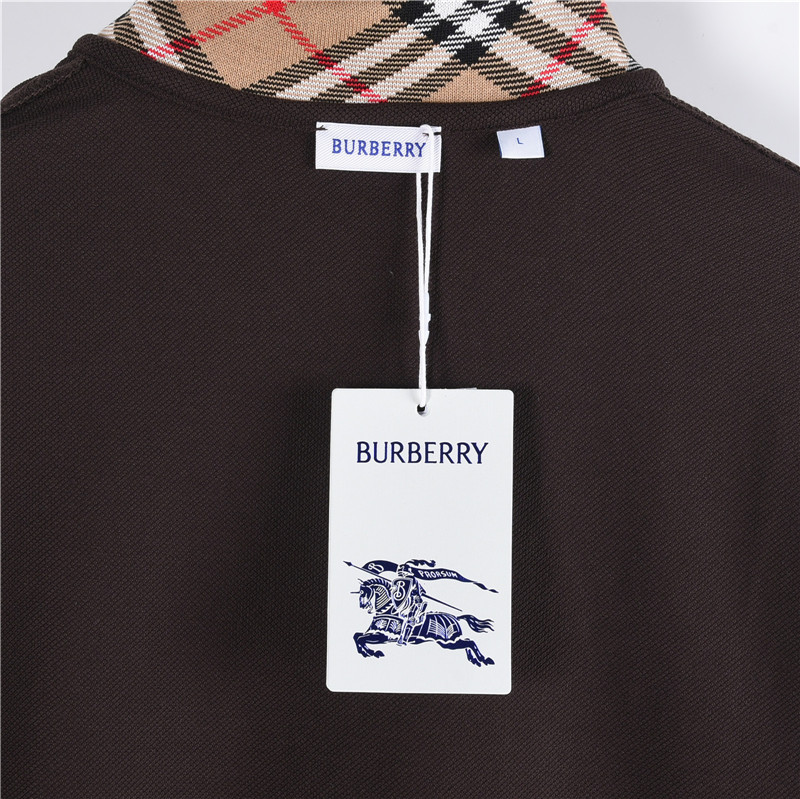 Burberry/巴宝莉 25FW格纹翻领长袖polo衫 咖啡色