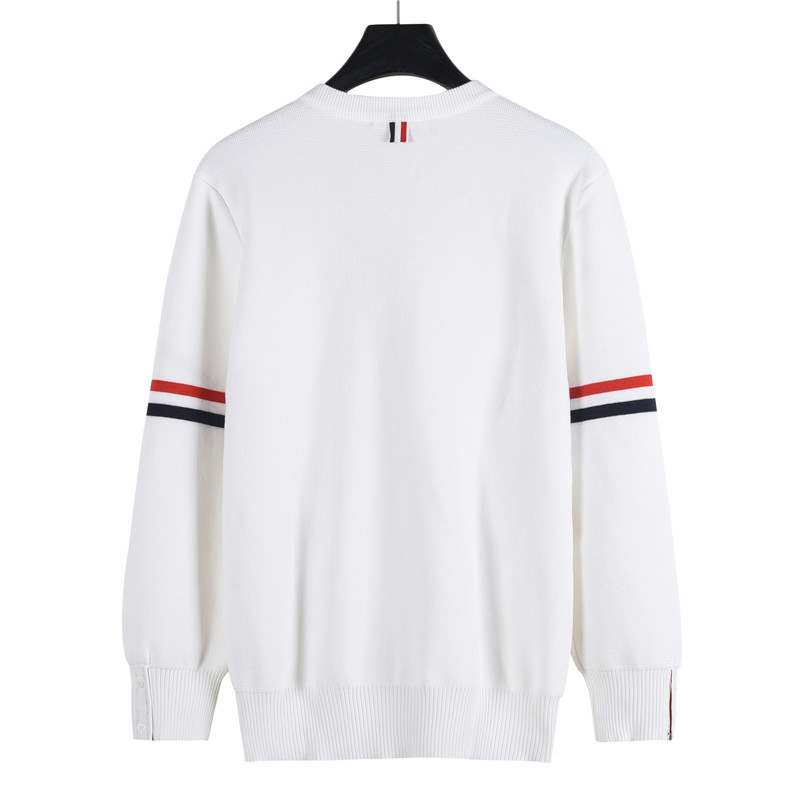 TB经典双袖标加厚圆领羊绒毛衣 THOM BROWNE 汤姆布朗 .TB经典加厚双袖标圆领毛衣 TB经典双袖标加厚圆领羊绒毛衣 THOM BROWNE 汤姆布朗 .TB经典加厚双袖标圆领毛衣