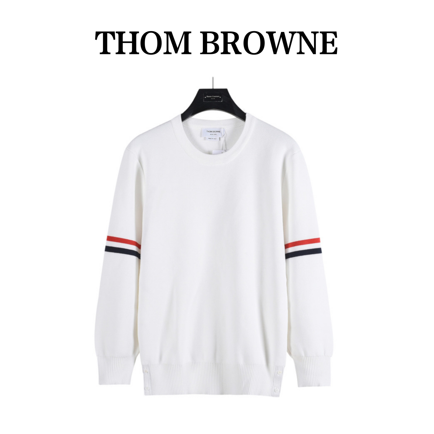 TB经典双袖标加厚圆领羊绒毛衣 THOM BROWNE 汤姆布朗 .TB经典加厚双袖标圆领毛衣 TB经典双袖标加厚圆领羊绒毛衣 THOM BROWNE 汤姆布朗 .TB经典加厚双袖标圆领毛衣