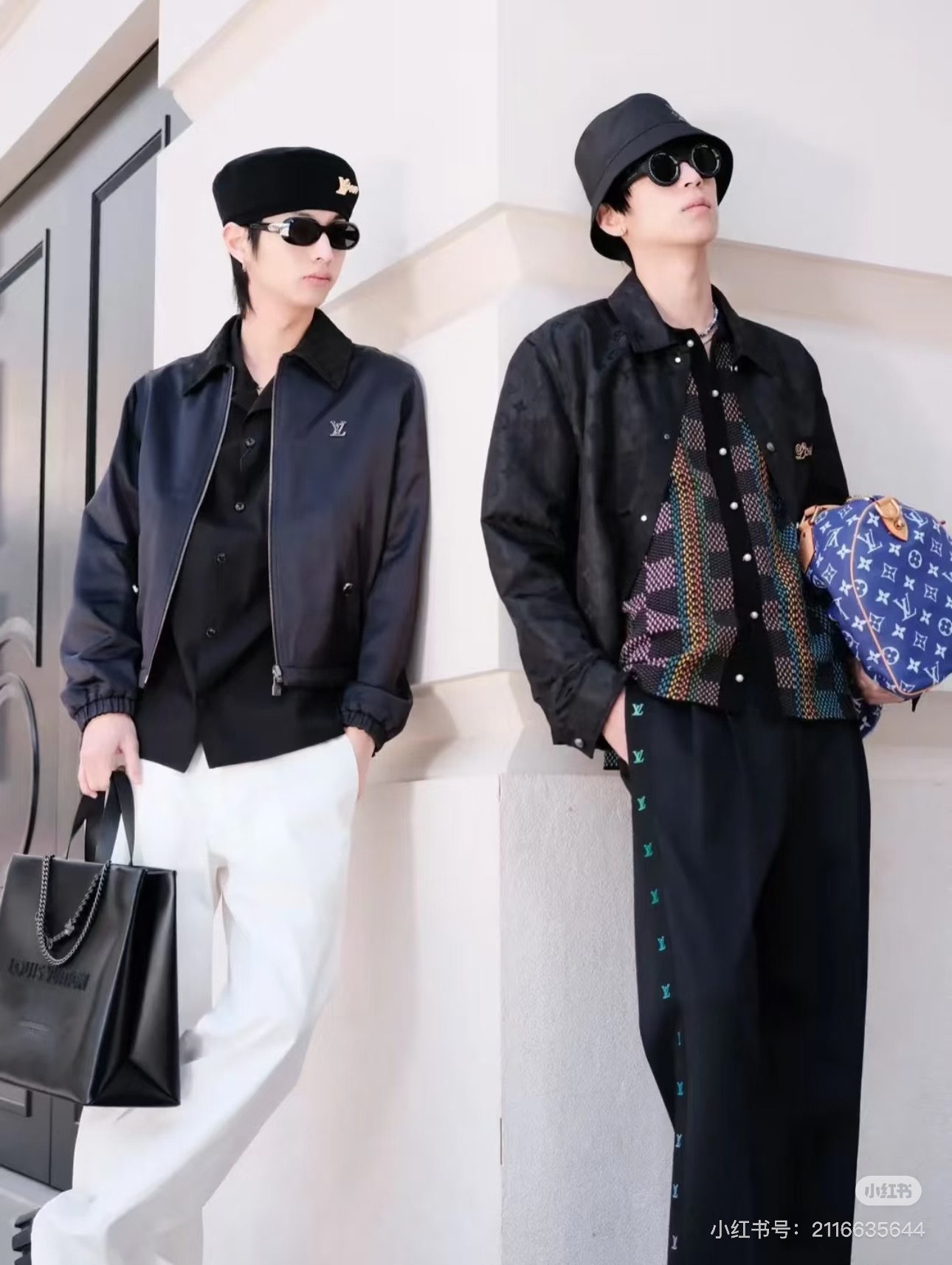 LouisVuitton/路易威登 25FW新款老花满印拼接棋盘翻领双面穿外套 上身效果#