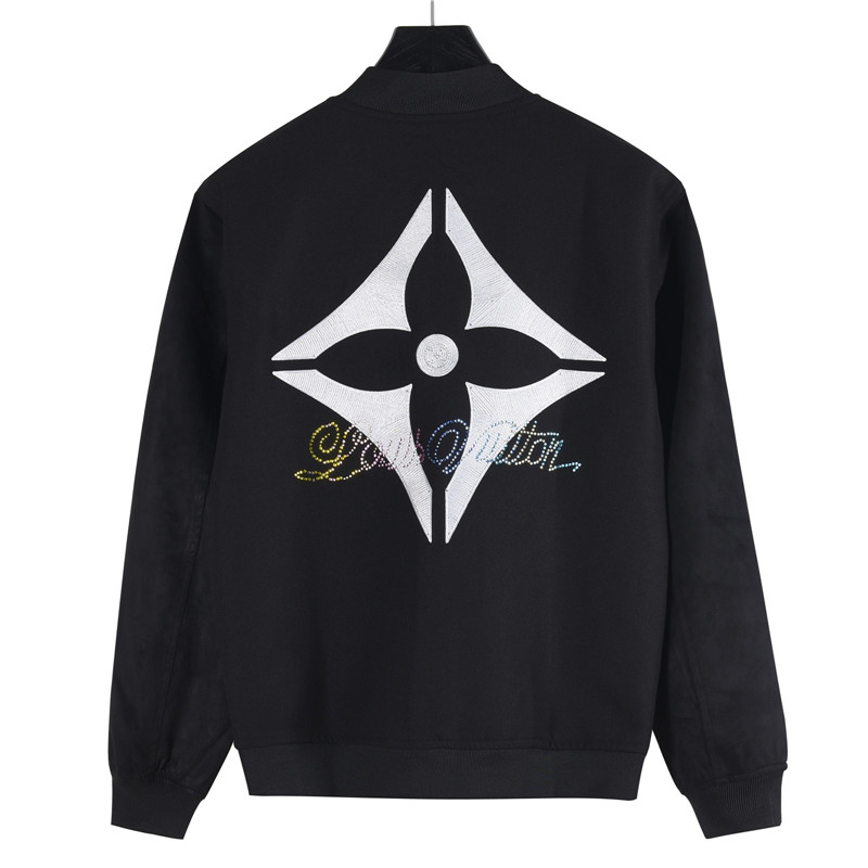 LouisVuitton/路易威登 烫钻拼接棒球服黑色
