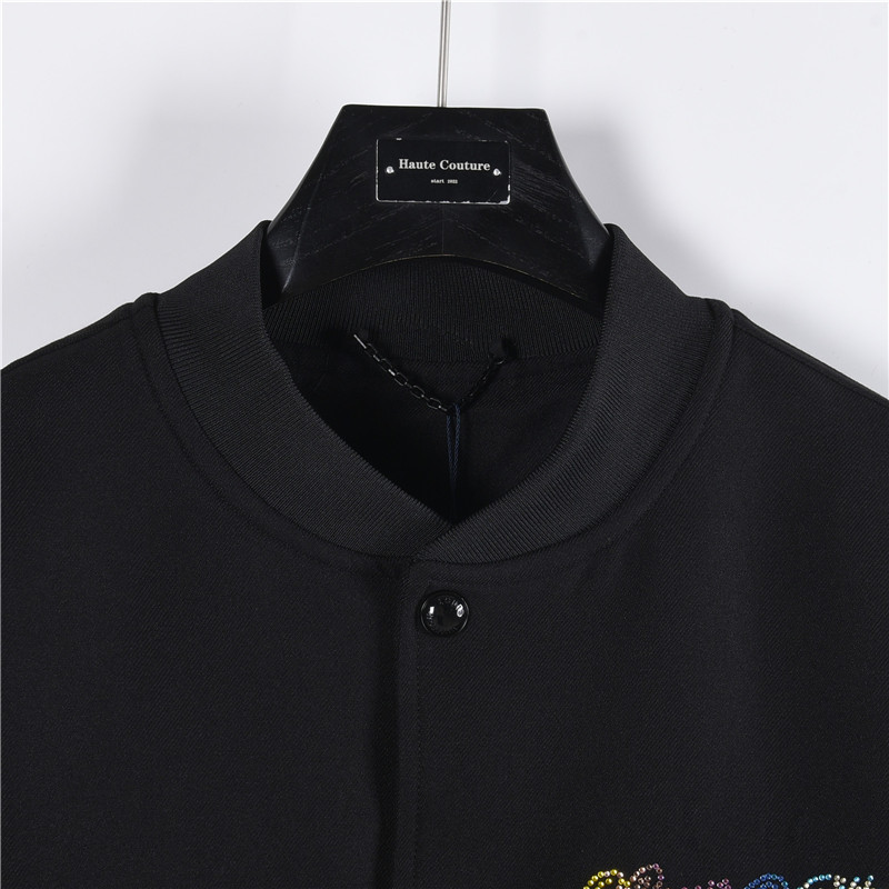 LouisVuitton/路易威登 烫钻拼接棒球服黑色
