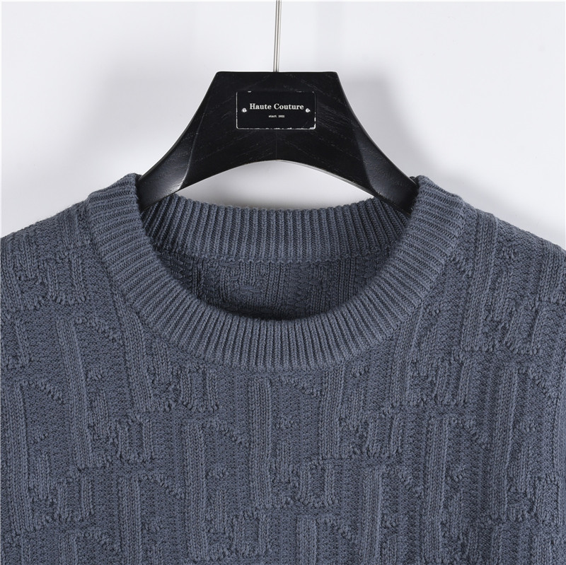 Dior/迪奥CD 满印灰色提花圆领毛衣