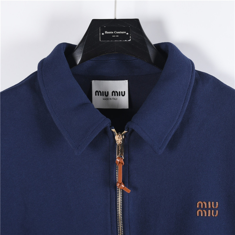 Miumiu/缪缪 24SS秋冬超厚实平纹针织翻领夹克