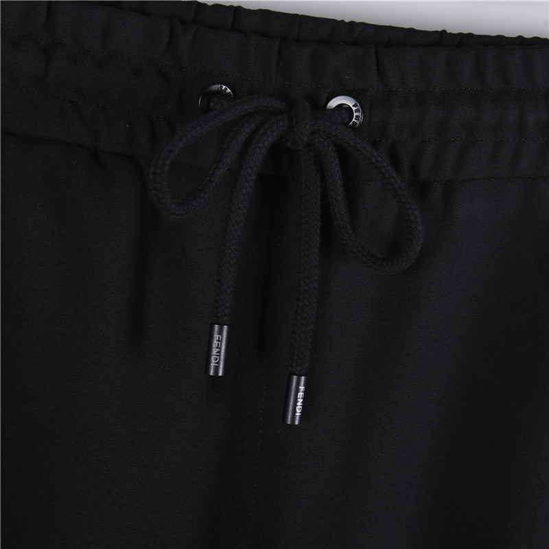 Fendi/芬迪 25FW老佛爷皮标长裤 黑色