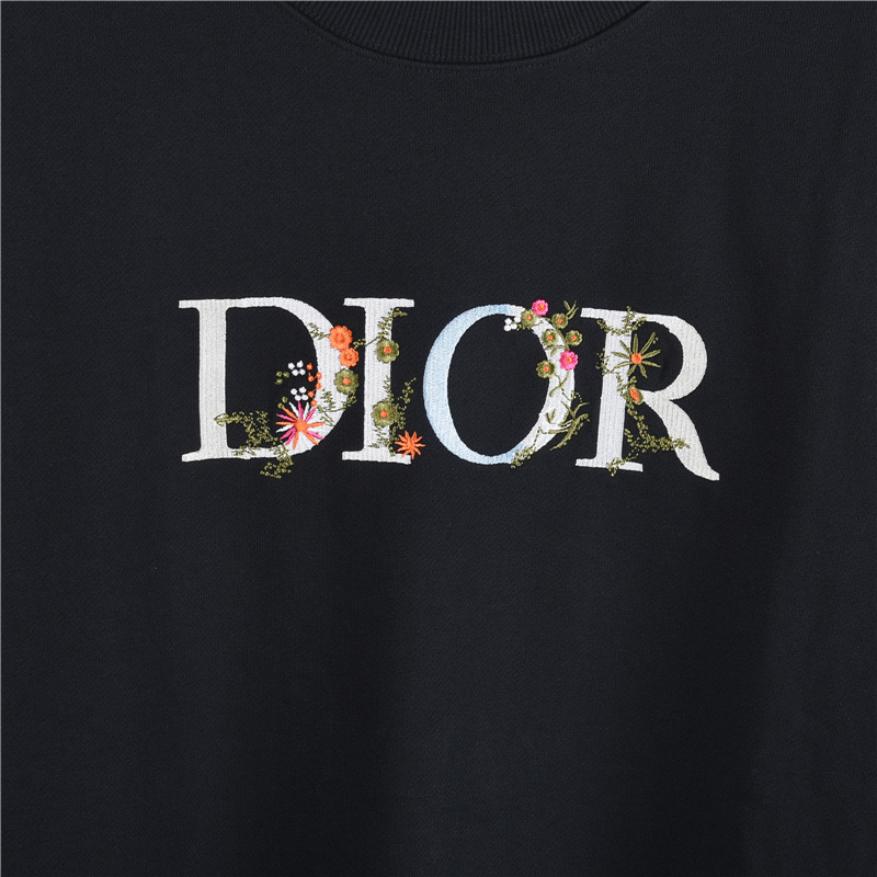 Dior/迪奥 23Fw渐变花卉字母刺绣圆领卫衣 黑色 白色