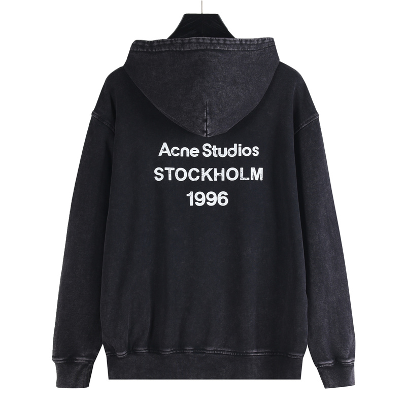 AcneStudios 1996字母印花做旧长连帽卫衣
