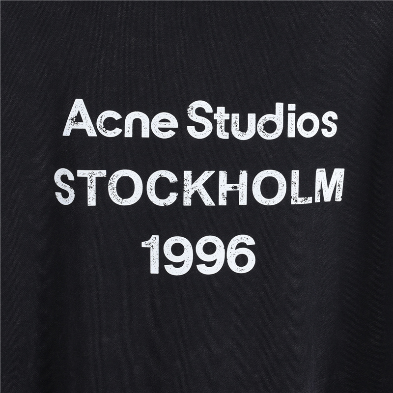 AcneStudios 1996字母印花做旧长连帽卫衣