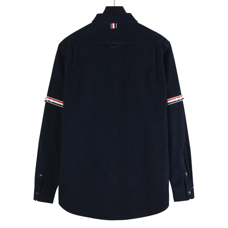 TB灯芯绒双袖标夹克衬衫 THOM BROWNE 汤姆布朗 . 重磅独家新款 TB新款灯芯绒双袖标织带厚款秋冬夹克衬衫外套
