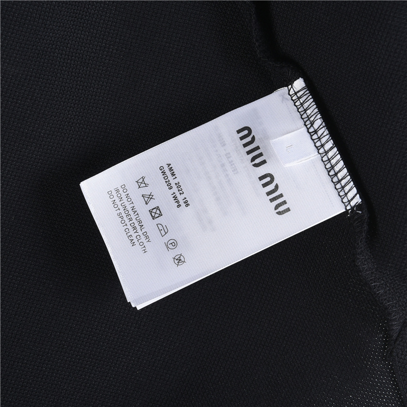 Miumiu/缪缪MM 经典小标刺绣长袖POLO衫 藏青 黑