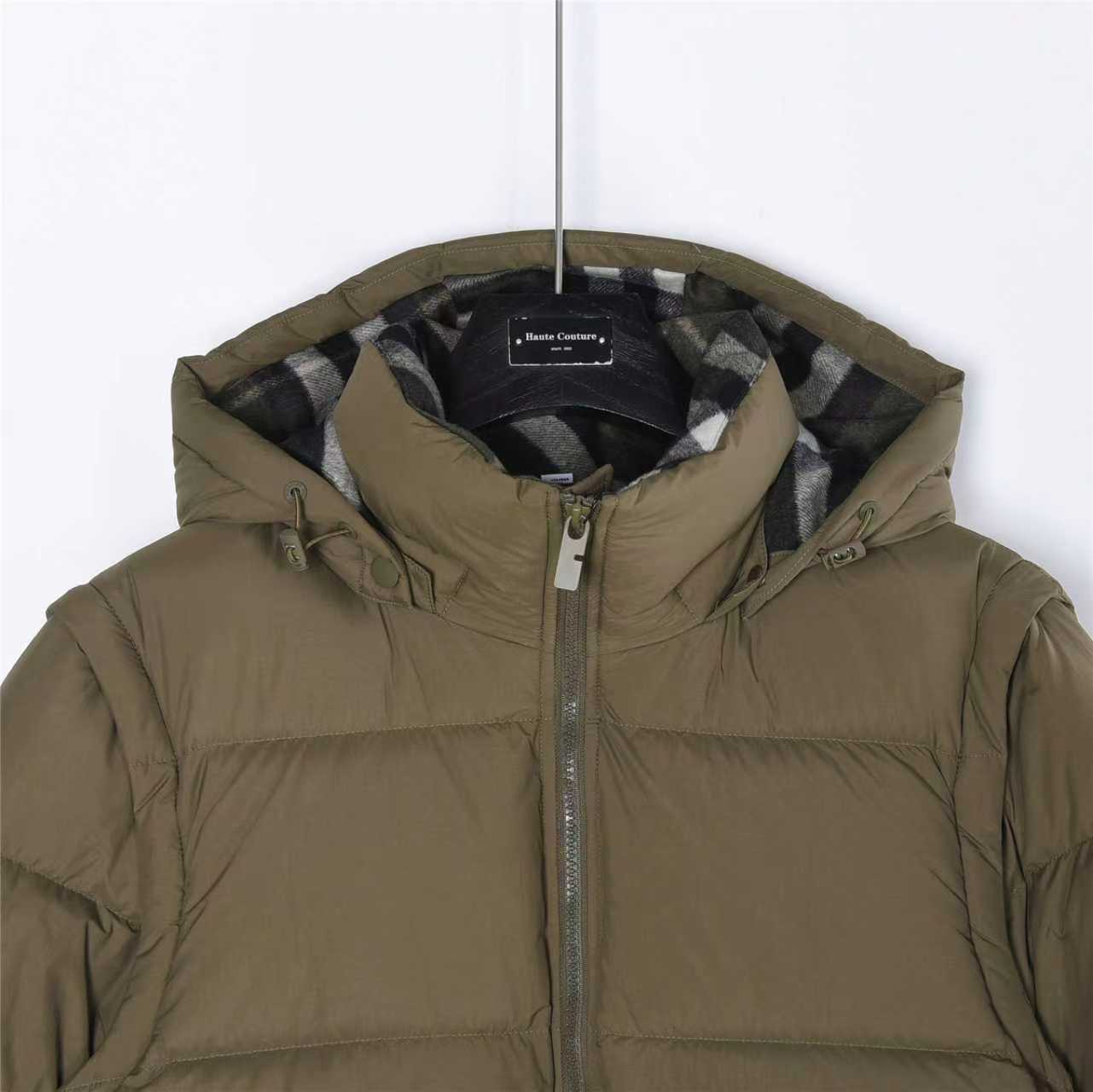 Burberry/巴宝莉 25Fw手臂盾牌连帽拆卸羽绒服 黑色 卡其 草绿