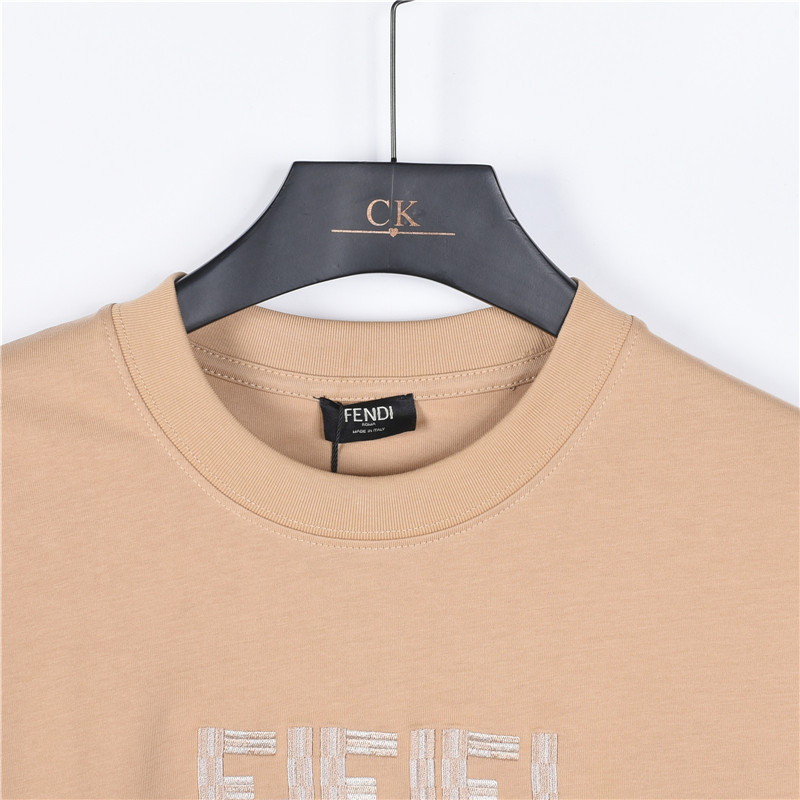 Fendi/芬迪 竹节纹刺绣双F logo短袖 黑色 白色 卡其 灰-Chinese UA Cheap High Quatity Brand Clothes Bags handbags Sneakers wholesale wholesaler seller from China Factory suppliers Fashion Clothing Shoes best Quality Beautiful Price Fendi/芬迪 竹节纹刺绣双F logo短袖 黑色 白色 卡其 灰